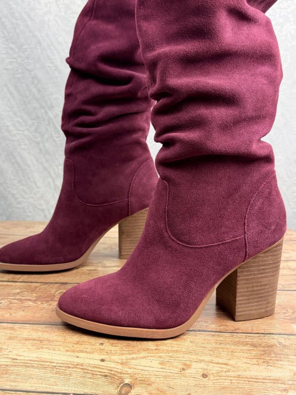 Nine West Burgundy Slouch Tall Heeled Boots Size 9 Title: Nine West Women's - Picture 9 of 12